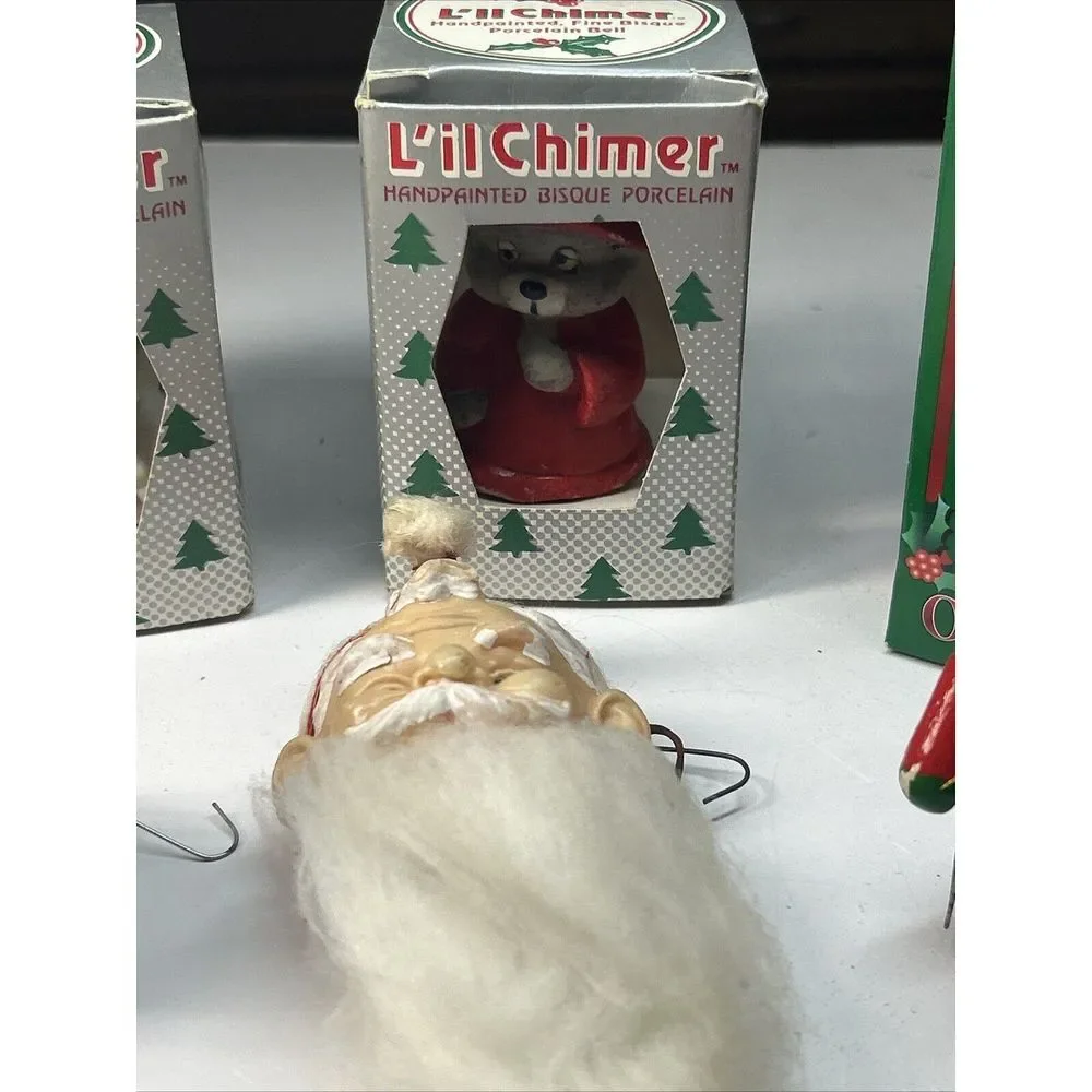 Lot of 7 Vintage Christmas Ornaments Reindeer Santa Bear Radio Flyer Retro‎
